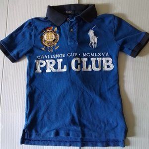 Polo Ralph Lauren BLUE PRL Boys Club Challenge Crest Big Pony Mesh Tee S/P Sz 8